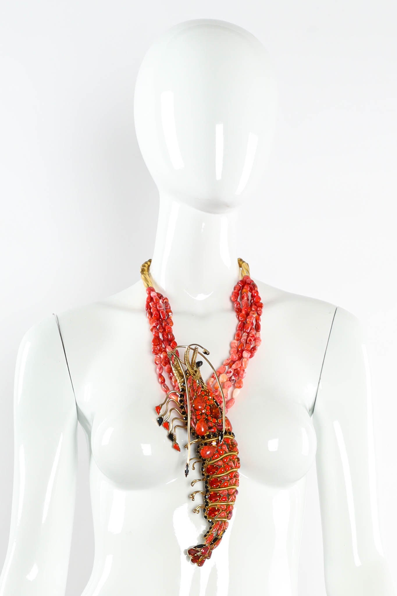 Vintage Hanna Bernhard Jewel Lobster Brooch Necklace set mannequin front @ Recess Los Angeles