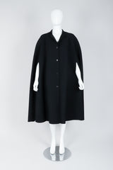 Vintage Halston Long Black Wool Cape on Mannequin At Recess Los Angeles