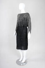 Recess Los Angeles Vintage Rare Halston Beaded Starry Dolman Sleeve Dress