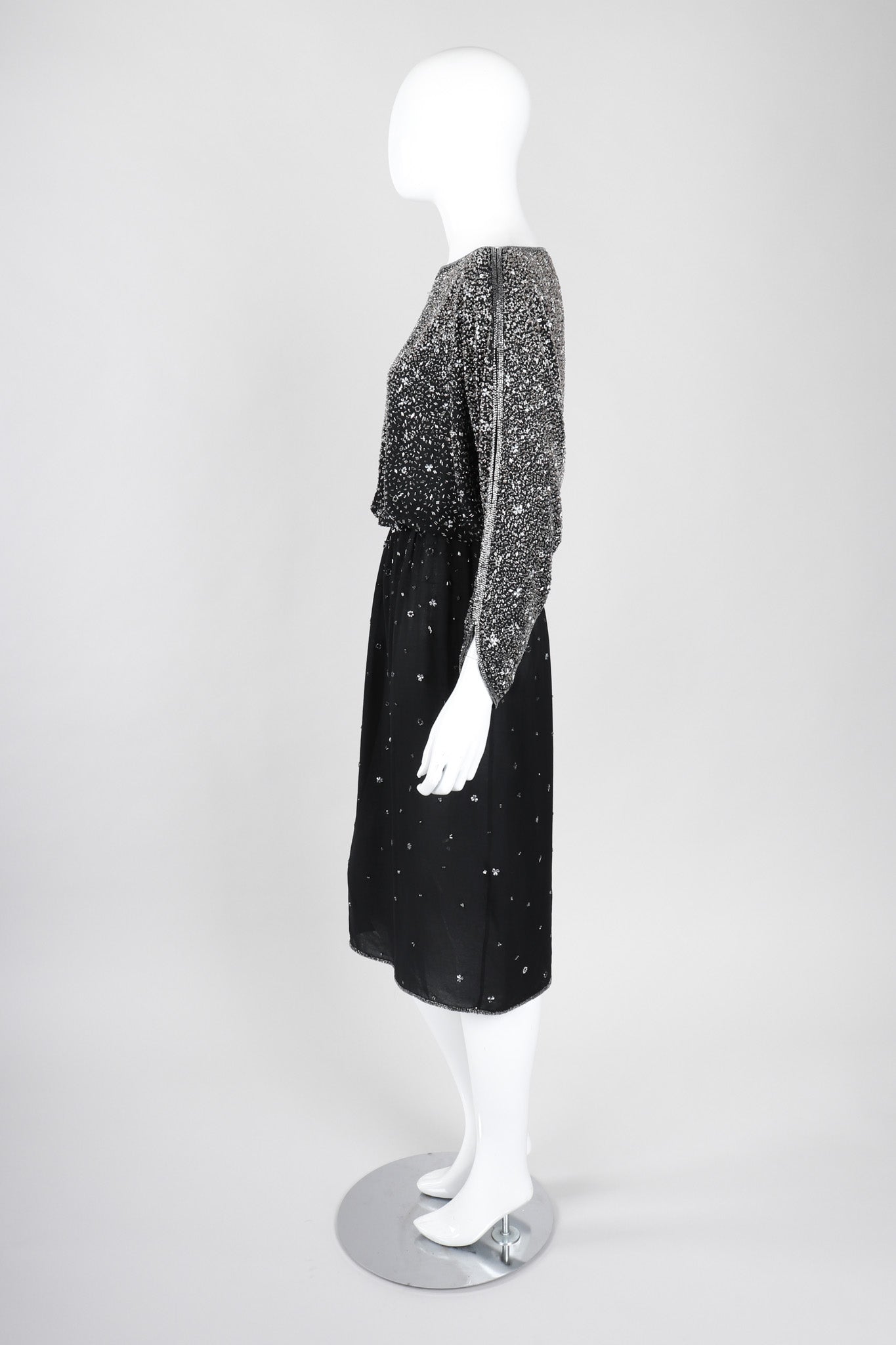 Recess Los Angeles Vintage Rare Halston Beaded Starry Dolman Sleeve Dress