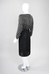 Recess Los Angeles Vintage Rare Halston Beaded Starry Dolman Sleeve Dress