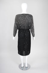 Recess Los Angeles Vintage Rare Halston Beaded Starry Dolman Sleeve Dress