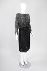 Recess Los Angeles Vintage Rare Halston Beaded Starry Dolman Sleeve Dress