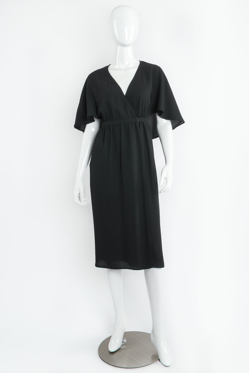 Vintage Halston Open Back Capelet Wrap Dress on Mannequin Front at Recess LA