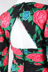 Recess Los Angeles Vintage Hanae Mori Ruched Roses Silk Dress