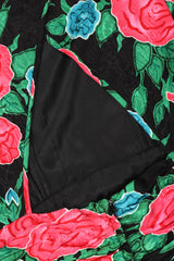 Recess Los Angeles Vintage Hanae Mori Ruched Roses Silk Dress