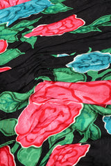 Recess Los Angeles Vintage Hanae Mori Ruched Roses Silk Dress