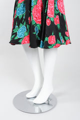 Recess Los Angeles Vintage Hanae Mori Ruched Roses Silk Dress