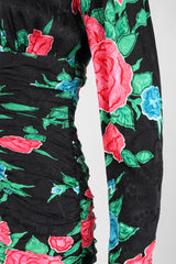 Recess Los Angeles Vintage Hanae Mori Ruched Roses Silk Dress