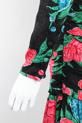 Recess Los Angeles Vintage Hanae Mori Ruched Roses Silk Dress