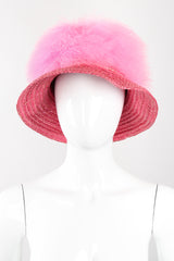 Recess Los Angeles Vintage Happy Cappers Marabou Straw Bubblegum Fluff Puff Hat