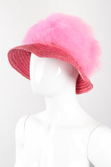 Recess Los Angeles Vintage Happy Cappers Marabou Straw Bubblegum Fluff Puff Hat