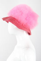 Recess Los Angeles Vintage Happy Cappers Marabou Straw Bubblegum Fluff Puff Hat