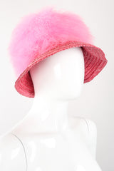 Recess Los Angeles Vintage Happy Cappers Marabou Straw Bubblegum Fluff Puff Hat
