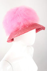 Recess Los Angeles Vintage Happy Cappers Marabou Straw Bubblegum Fluff Puff Hat