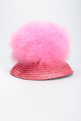 Recess Los Angeles Vintage Happy Cappers Marabou Straw Bubblegum Fluff Puff Hat