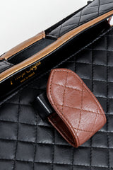 Vintage Helene Angeli Quilted Mini Envelope Portfolio Case Tab closure detail