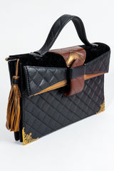 Vintage Helene Angeli Quilted Mini Envelope Portfolio Case Angled at Recess