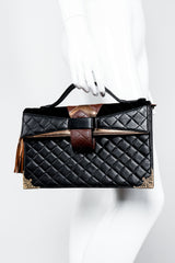 Vintage Helene Angeli Quilted Mini Envelope Portfolio Case on mannequin