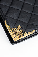 Vintage Helene Angeli Quilted Mini Envelope Portfolio Case Corner Filigree Detail at Recess