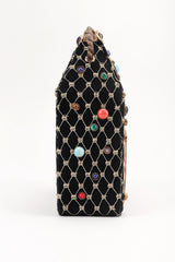 Recess Los Angeles Designer Consignment Resale Recycled Vintage Helene Angeli Royal Jeweled Box Bag