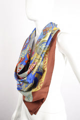 Vintage Hermes Annie Faivre Art Des Steppes Silk Scarf on mannequin at Recess Los Angeles