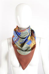 Vintage Hermes Annie Faivre Art Des Steppes Silk Scarf on mannequin at Recess Los Angeles