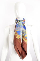 Vintage Hermes Annie Faivre Art Des Steppes Silk Scarf on mannequin at Recess Los Angeles