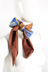 Vintage Hermes Annie Faivre Art Des Steppes Silk Scarf on mannequin at Recess Los Angeles