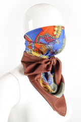 Vintage Hermes Annie Faivre Art Des Steppes Silk Scarf on mannequin at Recess Los Angeles