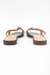Recess Designer Consignment Vintage Hermes Studded Leather Oran H Slide Sandals Los Angeles Resale