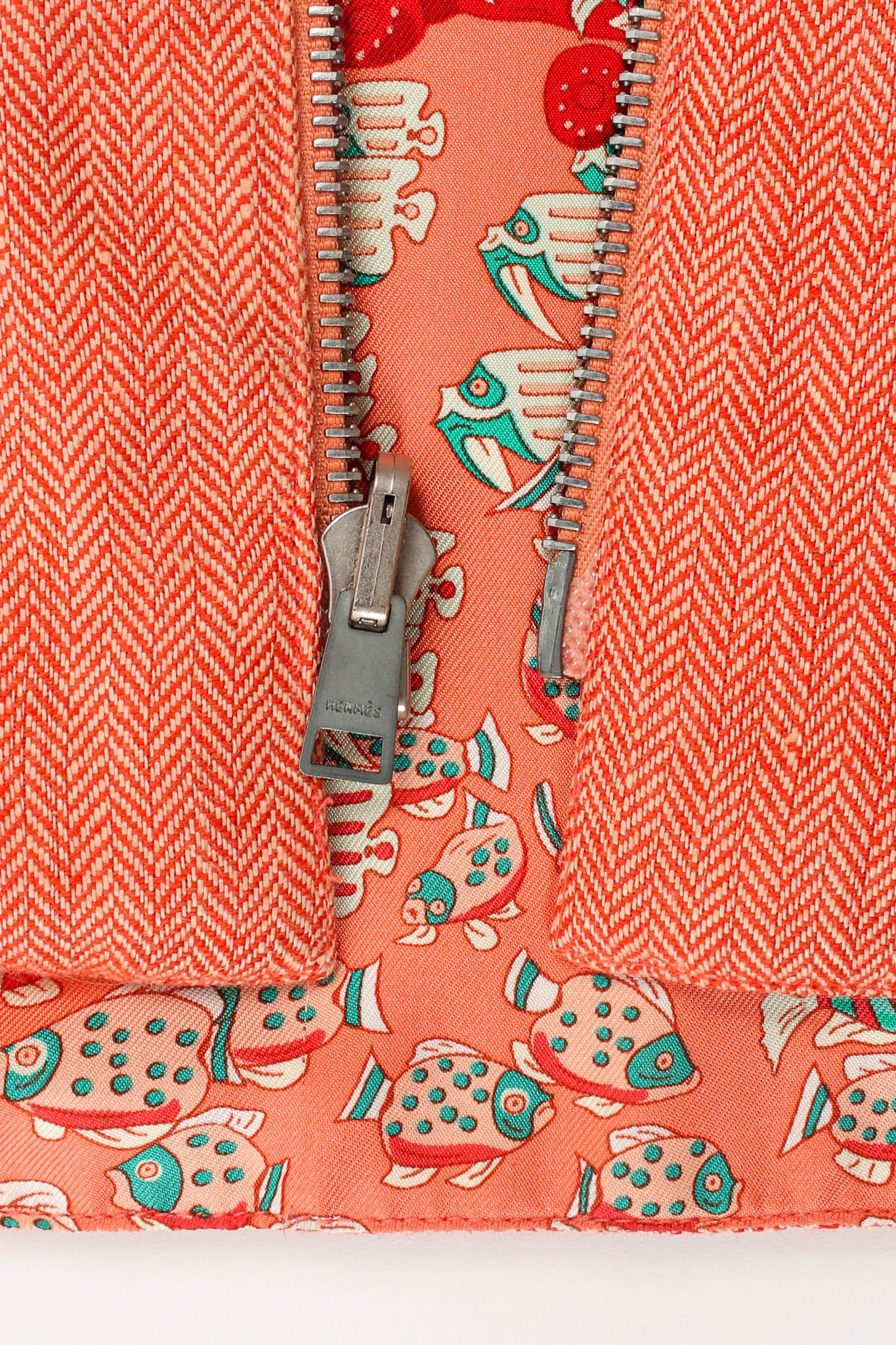 Vintage Hermés Reversible Silk Clownfish Vest zipper pull @ Recess Los Angeles