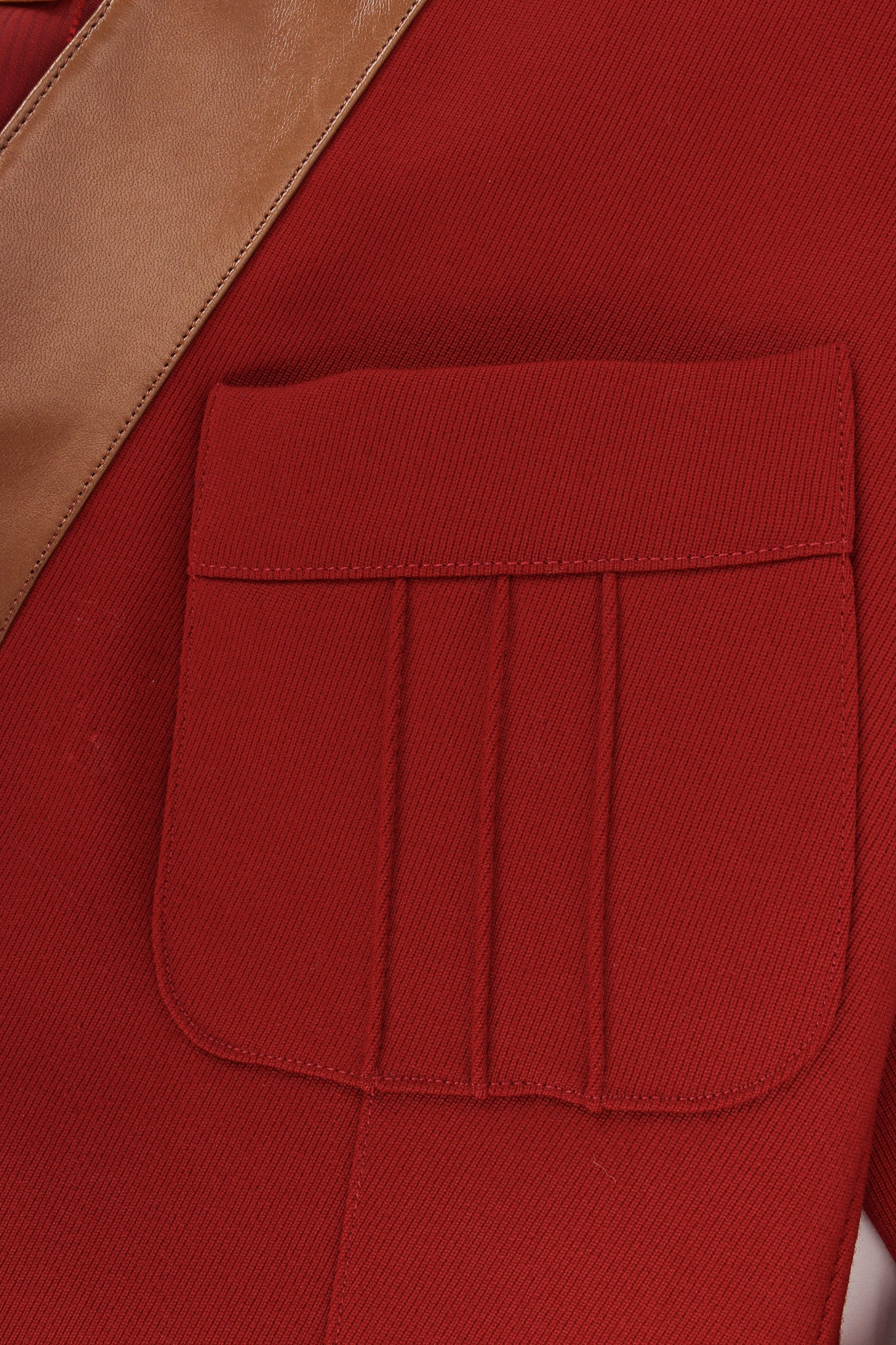 Vintage Hermés Leather Contrast Wool Blazer chest pocket detail @ Recess LA