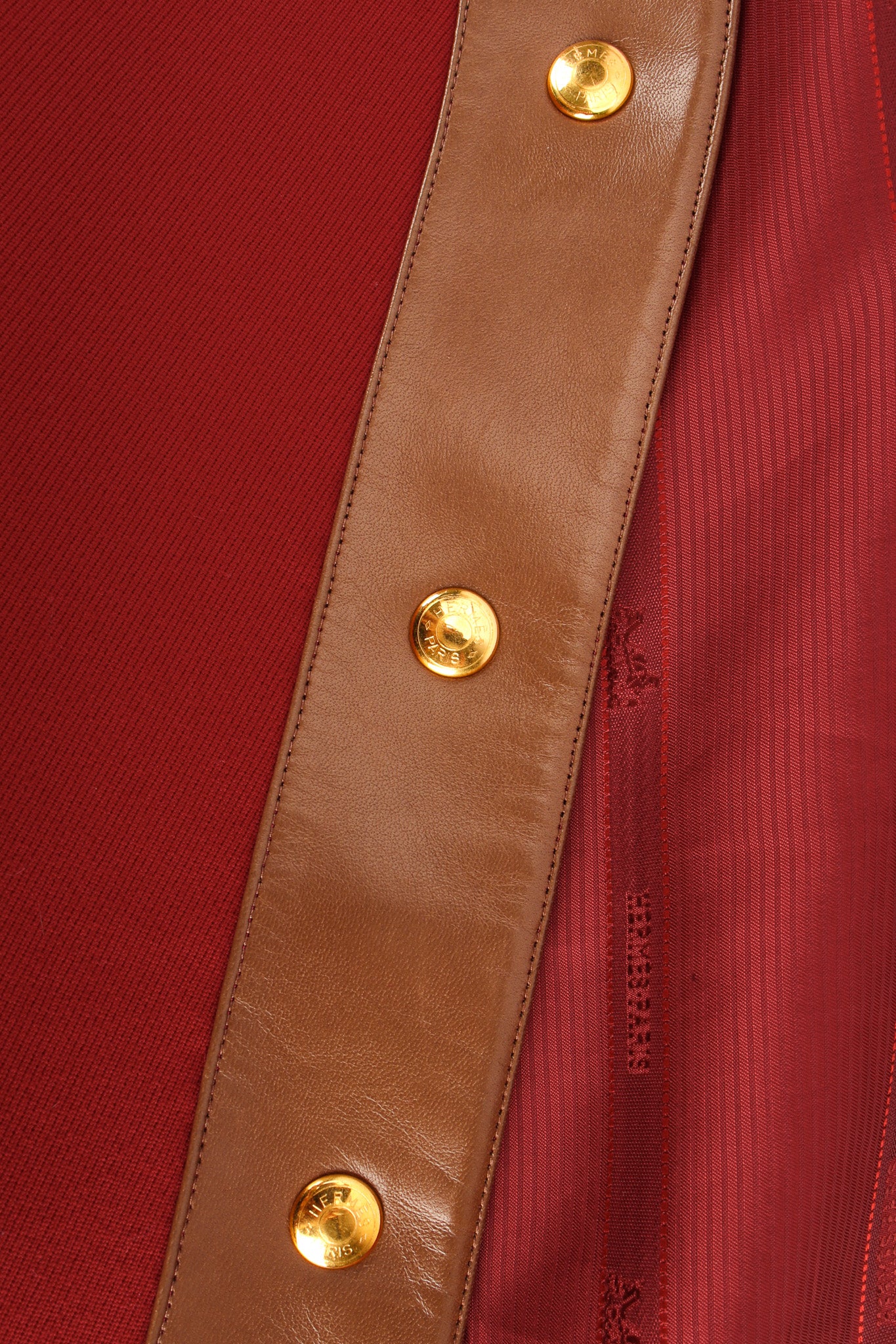 Vintage Hermés Leather Contrast Wool Blazer signed button/leather trim @ Recess LA