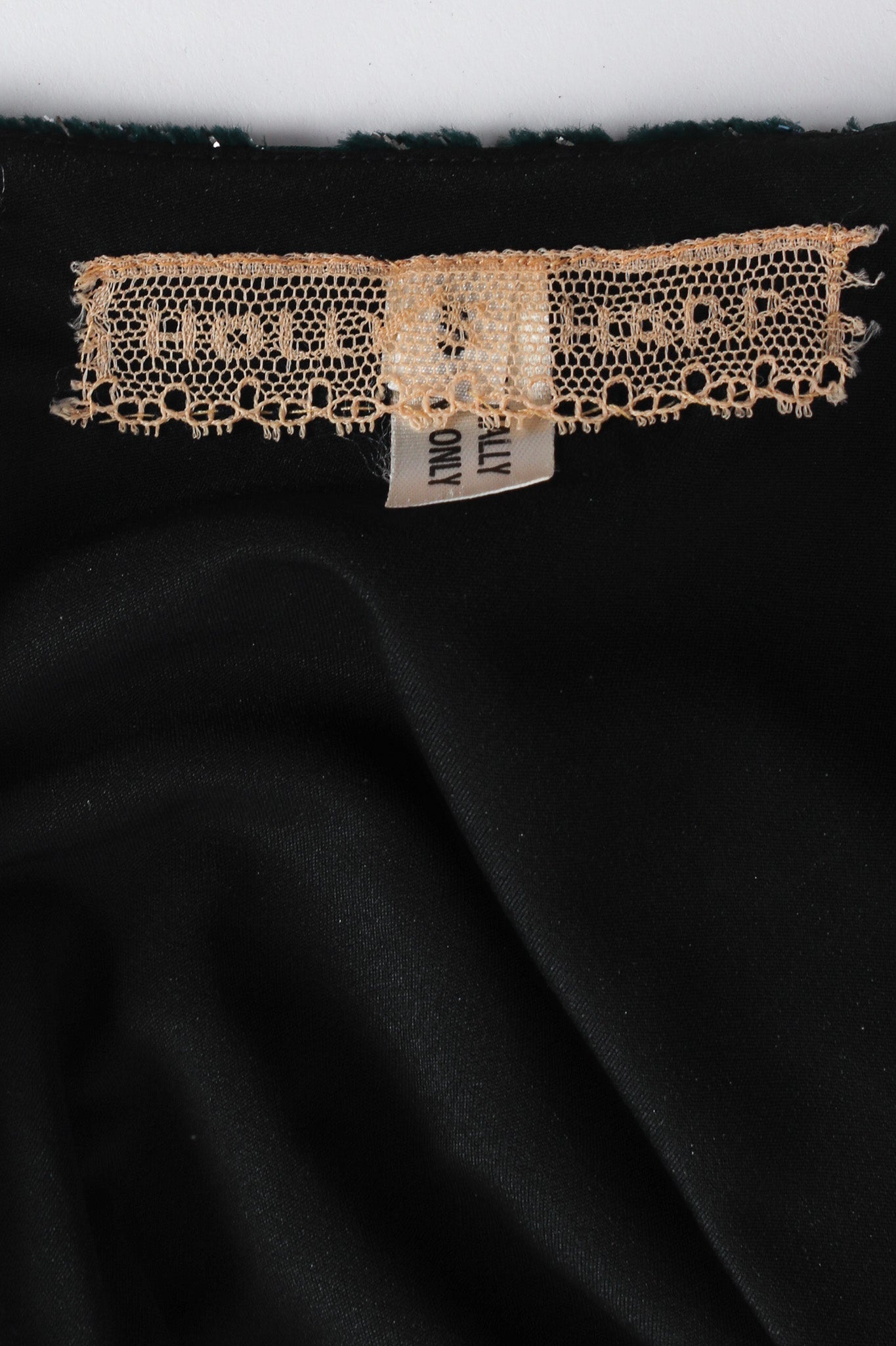 Vintage Holly's Harp Silk Metallic Moiré Velvet Burnout Dress tag @ Recess LA