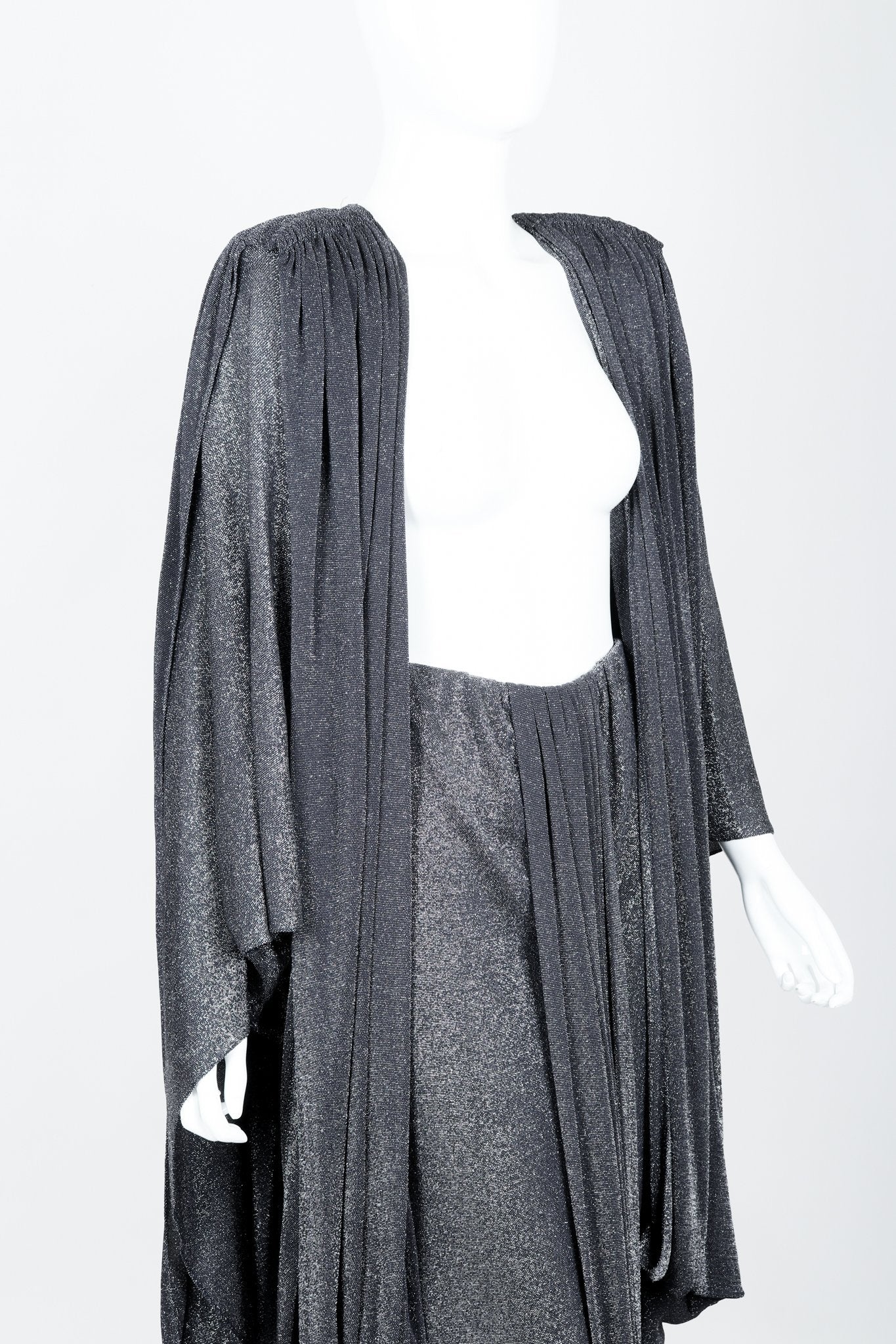 Vintage Holly Harp Metallic Cape Coat Front Angled Crop at Recess