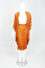 Vintage Hollys Harp Ribbed Chenille Belted Jacket & Skirt Set on Mannequin open at Recess