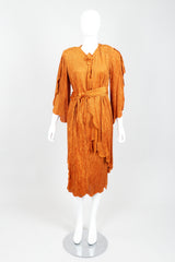 Vintage Hollys Harp Ribbed Chenille Belted Jacket & Skirt Set on Mannequin Front tie at Recess