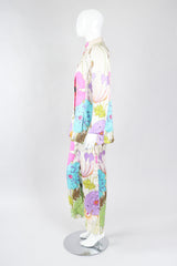 Recess Los Angeles Vintage B.H. Wragge I.Magnin Floral Print Silk Pajama Jacket & Pant Suit Set