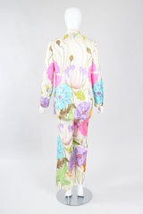 Recess Los Angeles Vintage B.H. Wragge I.Magnin Floral Print Silk Pajama Jacket & Pant Suit Set