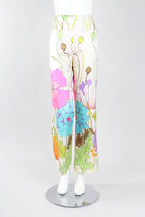 Recess Los Angeles Vintage B.H. Wragge I.Magnin Floral Print Silk Pajama Jacket & Pant Suit Set