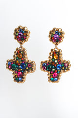 Vintage Jacky De G Rainbow Cross Drop Earrings front hang @ Recess Los Angeles