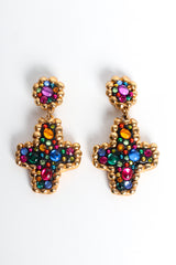 Vintage Jacky De G Rainbow Cross Drop Earrings front flat @ Recess Los Angeles