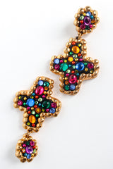 Vintage Jacky De G Rainbow Cross Drop Earrings diagonal front @ Recess Los Angeles