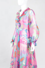 Recess Los Angeles Vintage Nat Kaplan I.Magnin Sheer Psychedelic Neon Mod Floral Dress