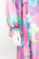 Recess Los Angeles Vintage Nat Kaplan I.Magnin Sheer Psychedelic Neon Mod Floral Dress