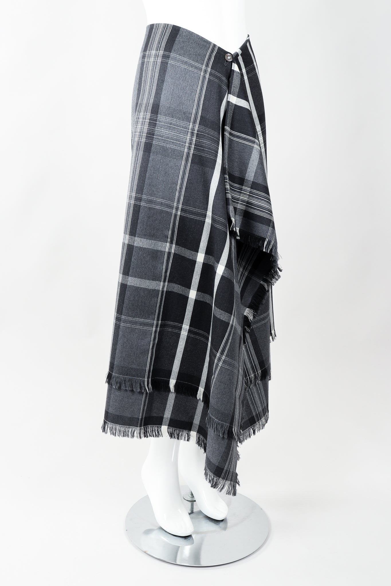 Vintage Isaac Mizrahi Punk Plaid Flannel Wrap Skirt side on Mannequin at Recess