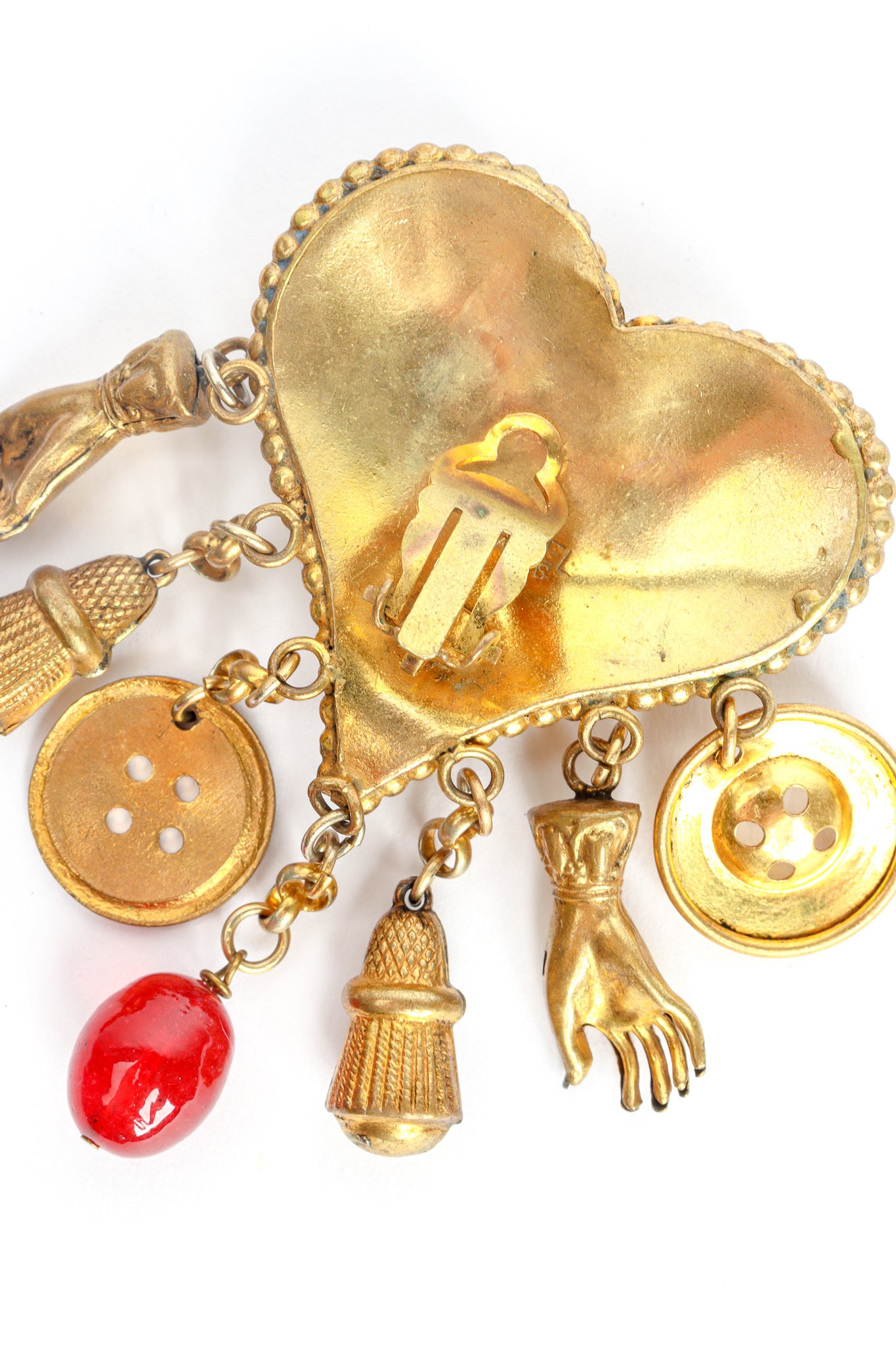 Vintage Isabel Canovas Statement Heart Pendent Charm Earrings back at Recess Los Angeles
