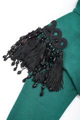 Recess Designer Consignment Vintage Isabel Allard Matador Fringe Epaulette Sweater Knit Dress