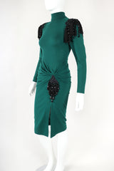 Recess Designer Consignment Vintage Isabel Allard Matador Fringe Epaulette Sweater Knit Dress Los Angeles Resale